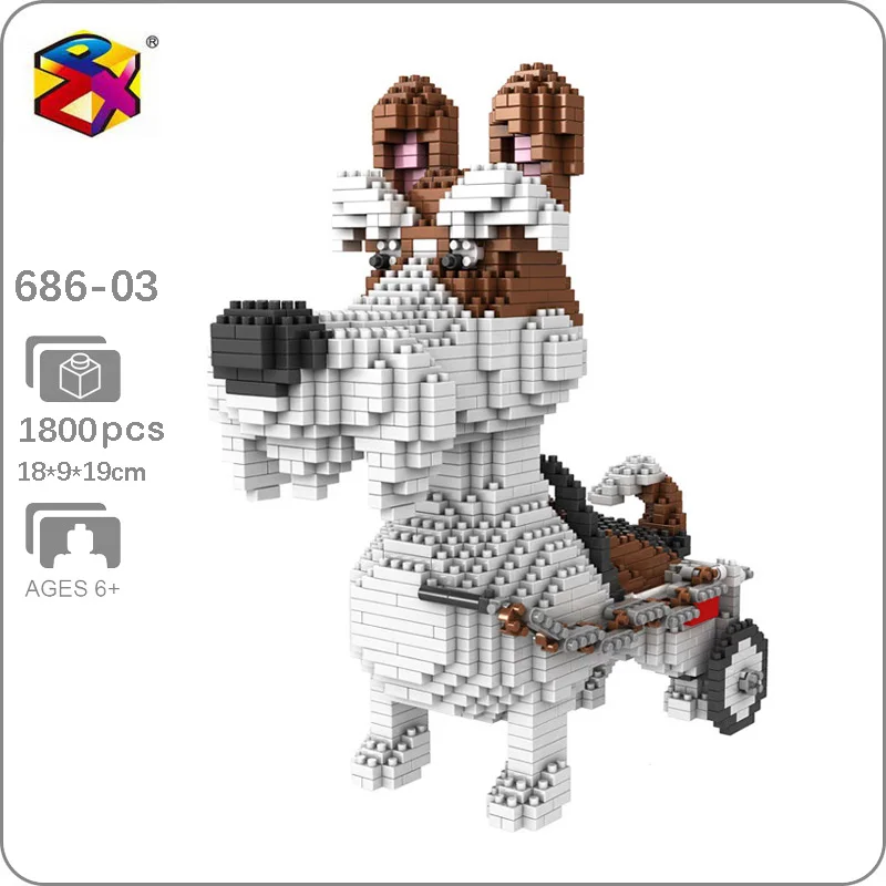 Schnauzer Wheelchair Dog Pet Animal DIY Small Diamond Blocks Mini Building Toy 
