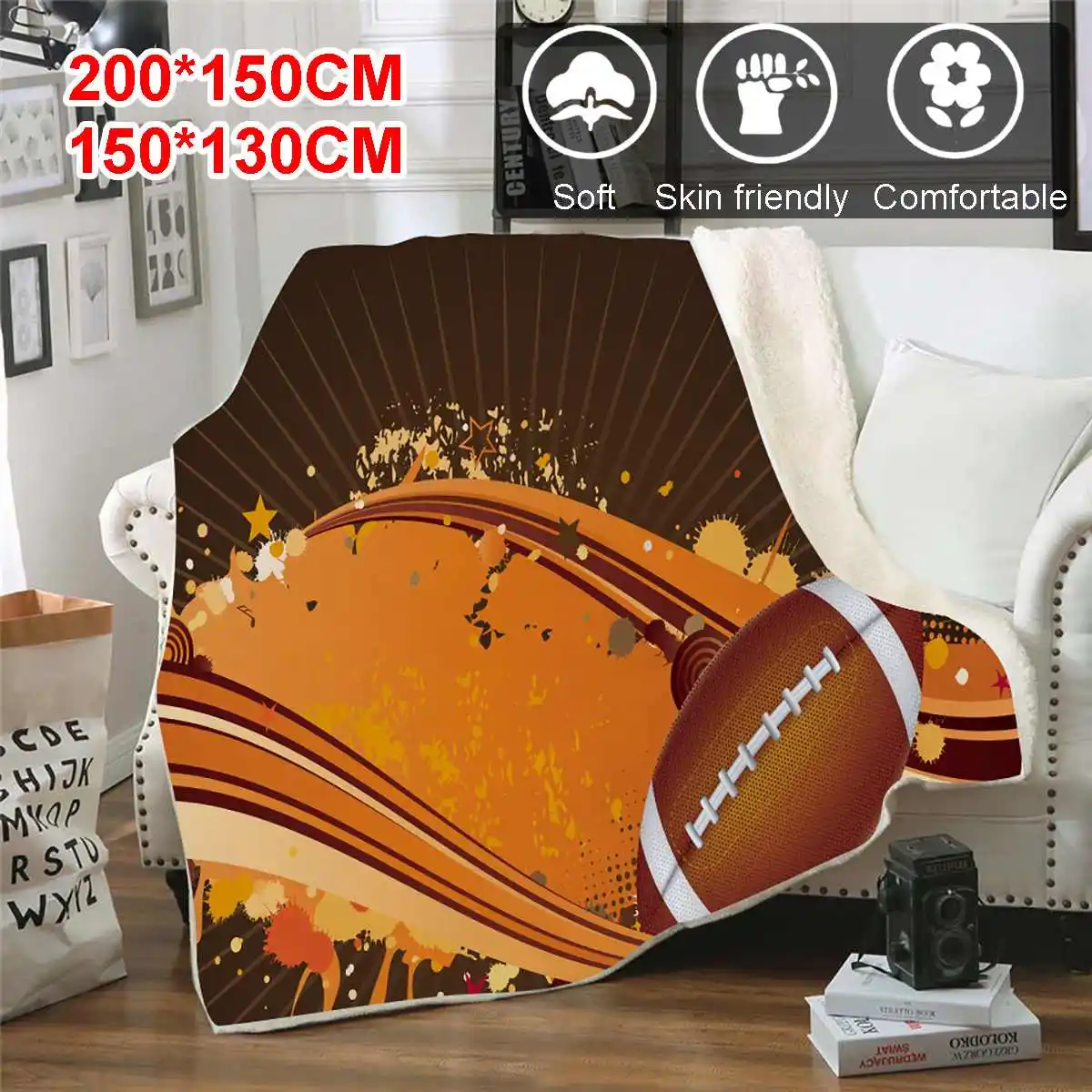 200X150/150X130 см 3D одеяло с принтом в виде регби для дивана, постельных принадлежностей, одеяло s для детей и взрослых, мультяшное постельное белье