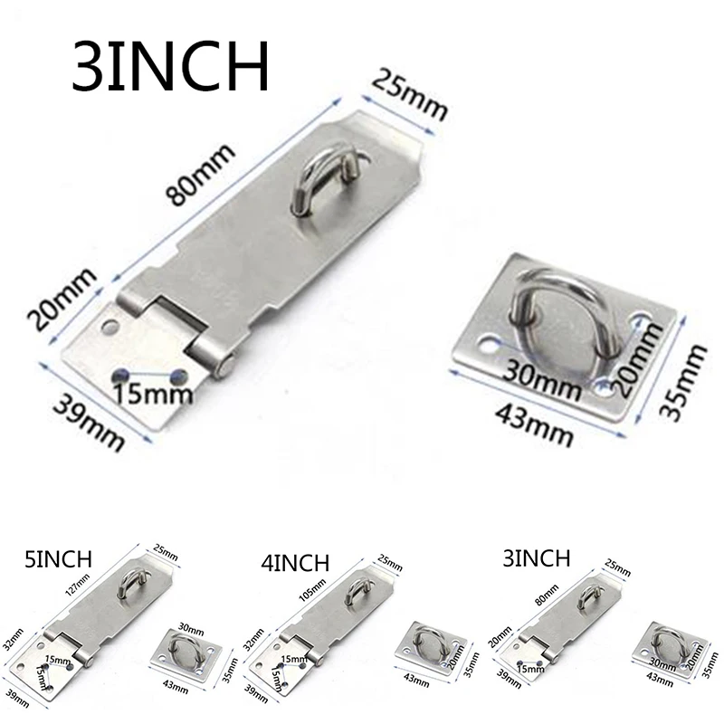 1xAnti Theft Hasp Staple Shed Latch Stainless Steel Door Lock Padlock Clasp