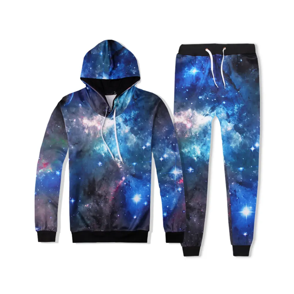 

Caricature Colorful 3D Printed Loose Set Hoodie Unisex Couples Pullover Sweatshirts Leisure Sportswear Sweatpants Multi-Size