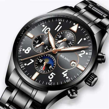 

Men Automatic Mechanical Watches Luxury Waterproof Sport Men Watch Luminous moon phase shows multifunction 24 hours a week Clock