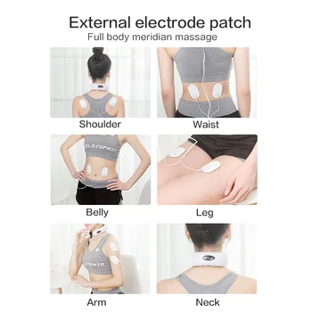 6 Mode Rechargeable Battery Electric Neck Massager Pulse Back Power Control Infrared Pain Relief Neck