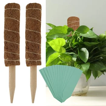 

2pcs Home Support Coir Totem Pole Climbing Plants Stick with Labels for Creepers Plant Support Extension Climbing Garden Plants