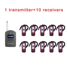 Беспроводная система гида(один комплект: 1 передатчик+ 10 приемник с крючком) оборудование для одновременного перевода/Аудио гарнитура