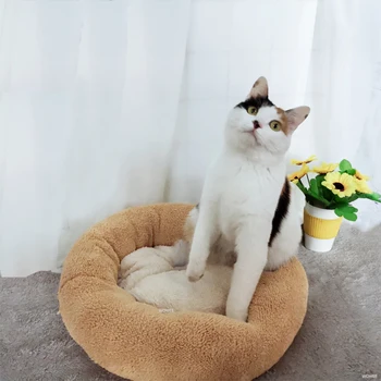

Round Cat Bed House Soft Coral velvet Pet Dog Bed For Dogs Basket Pet Products Cushion Cat Pet Bed Mat Cat House Animals Sofa