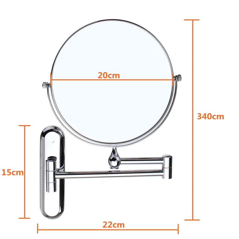 

Cosmetic Double-sided 10X Magnifying Mirrors Chrome Round 8" Wall Cosmetic Mirror Foldable Vanity Mounted Bathroom Toilet Mirror
