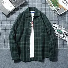 Высококачественная теплая осенне-зимняя модная мужская клетчатая рубашка с длинным рукавом, новая Студенческая Молодежная свободная стандартная Мужская рубашка, куртка