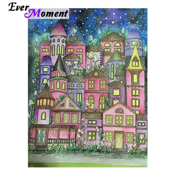 

Ever Moment Diamond Art Painting Set Abstract House With Green Plant DIY Mosaic Diamond Embroidery Craft New Arrivals 5L343