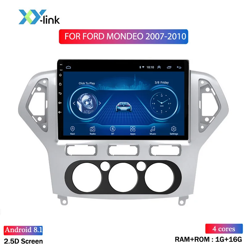 Горячая распродажа 10 дюймов 2.5D Android 8,1 автомобильный DVD gps плеер для Ford Mondeo 2007-2010 мультимедийная навигационная система с BLUETOOTH - Цвет: 4 CORES 1G RAM