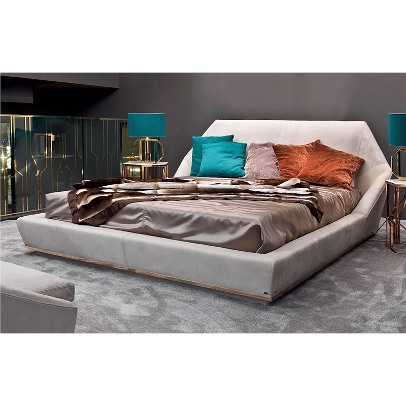 Роскошная итальянская дизайнерская Вельветовая мягкая кровать большого размера на заказ
