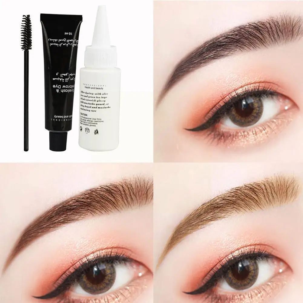 1 Set Eyebrow Dye Kit Eyelashes Cream Professional Easy Gel Color Brown Brow Black Plant Natural Tint D4b6 | Красота и здоровье