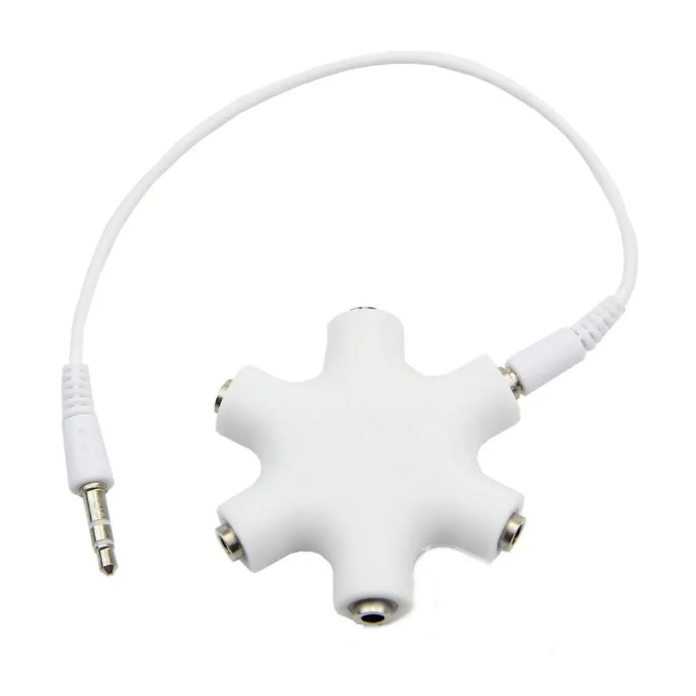 3.5mm Headphone Earphone Stereo Audio Splitter 1 Male to 2 3 4 5 Ports Cable Cord Jack Headset 6 Hub Way Adapter Line |