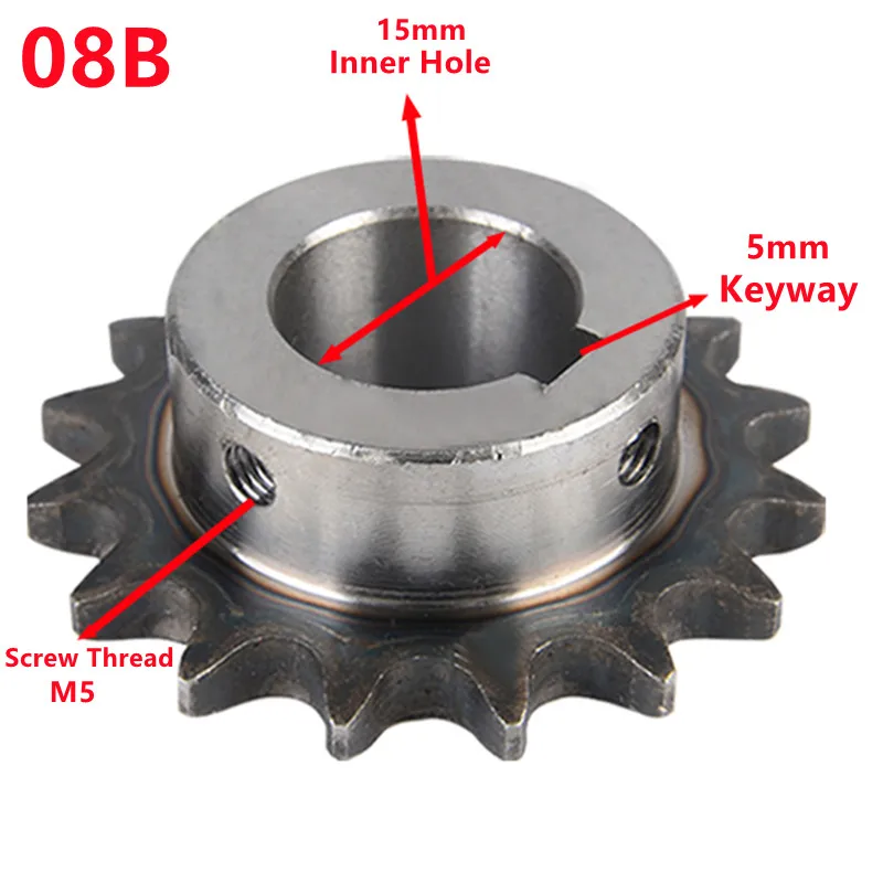 

1.5 Meter Length 08B Single Row Transmission Drive Roller Chain Sprocket Gear 10 12 14 15 18 19 Teeth 15mm Inner Hole 5mm Keyway