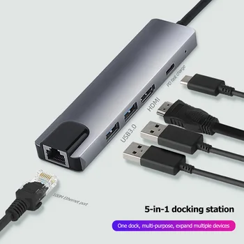 

5 in 1 Type-C HUB HDMI USB2.0 USB3.0 PD Type-C Data Adapter for Desktop Laptop USB 3.0 High Speed Ports Type-C