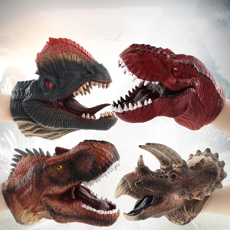 

Soft Vinyl Rubber Animal Head Hand Puppet Figure Toys Gloves For Children Model Gift Dinosaur Hand Puppet Toys For Children