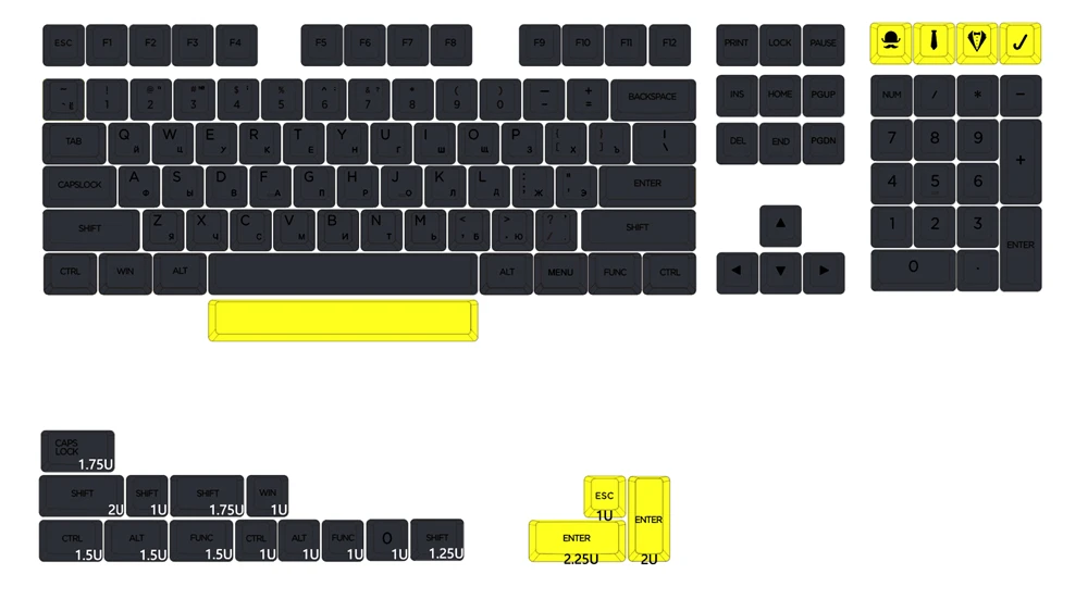 keyboard on pc XDA V2 Gentleman Set Dye Sub Keycap Set thick PBT for keyboard gh60 poker 87 tkl 104 ansi xd64 bm60 xd68 bm65 bm68 Japanese RU gaming pc keyboard Keyboards