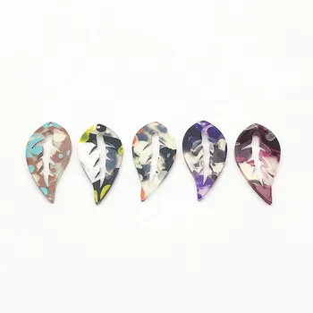 

New arrival! 38x19mm 100pcs Acrylic feather Charm for Hand Made Earrings DIY parts,Jewelry Accessories Findings & Components