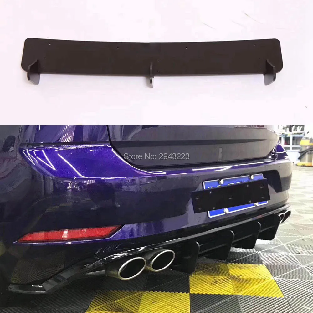 

For Volkswagen VW Golf VII MK7 7.5 R Fins Shark Style ABS Black Rear Bumper Lip Trunk Spoiler Rear Diffuser Protector 3Pcs
