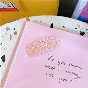 Pink Модные детские вязаные заколки, милые однотонные заколки для девочек, корейский боковой зажим, аксессуар для волос - Цвет: Pink