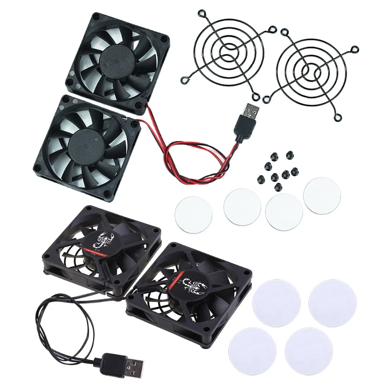 L74A 1Set Cooling Fan USB Power Supply Fan Cooler for A-SUS RT-AC68U/AC86U/AC87U/R8000/AC5300 Router Radiator cooling fan