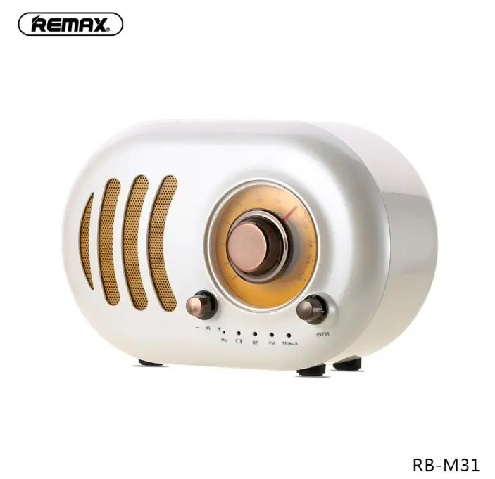 Remax Hifi Ретро Bluetooth радио динамик портативный мини динамик Поддержка TF карты играть радиоприемник с громкоговорителем телефон ПК беспроводной динамик - Цвет: White