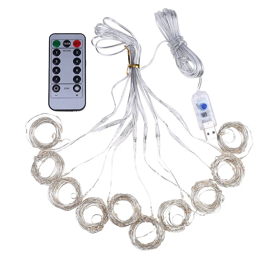IP65 Waterpoof USB 3M*1M Copper Led Curtain string light Outdoor decoration 8 Light Mode for Window Roof Christmas Party Bar | Освещение