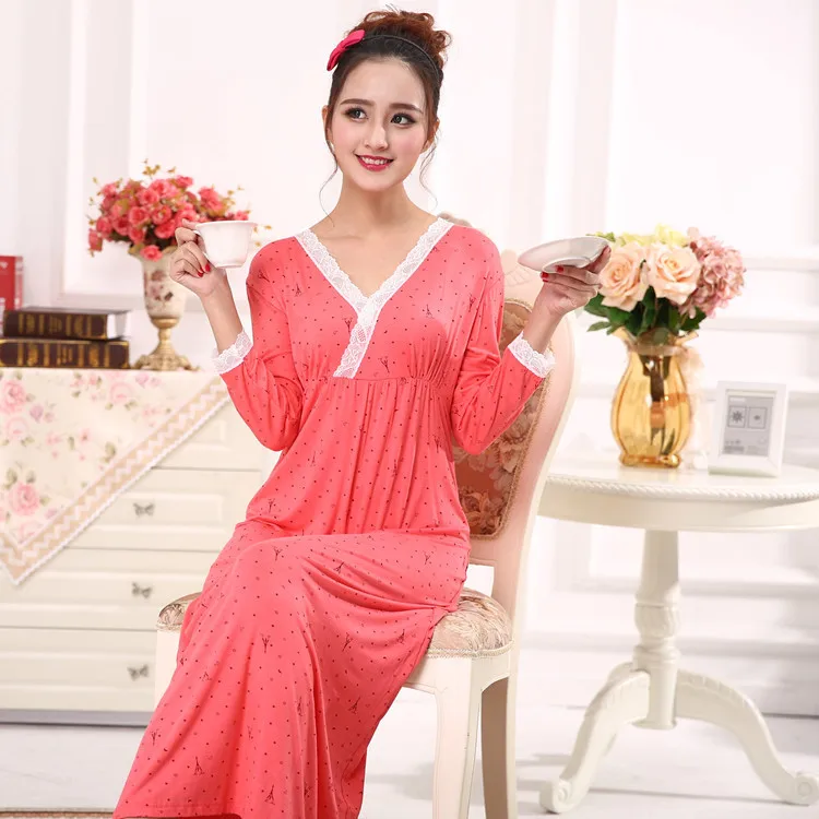 

Spring and Autumn Women's Cotton Eiffel Tower Noble Lace Sleeping Sleepwear Home Clothes