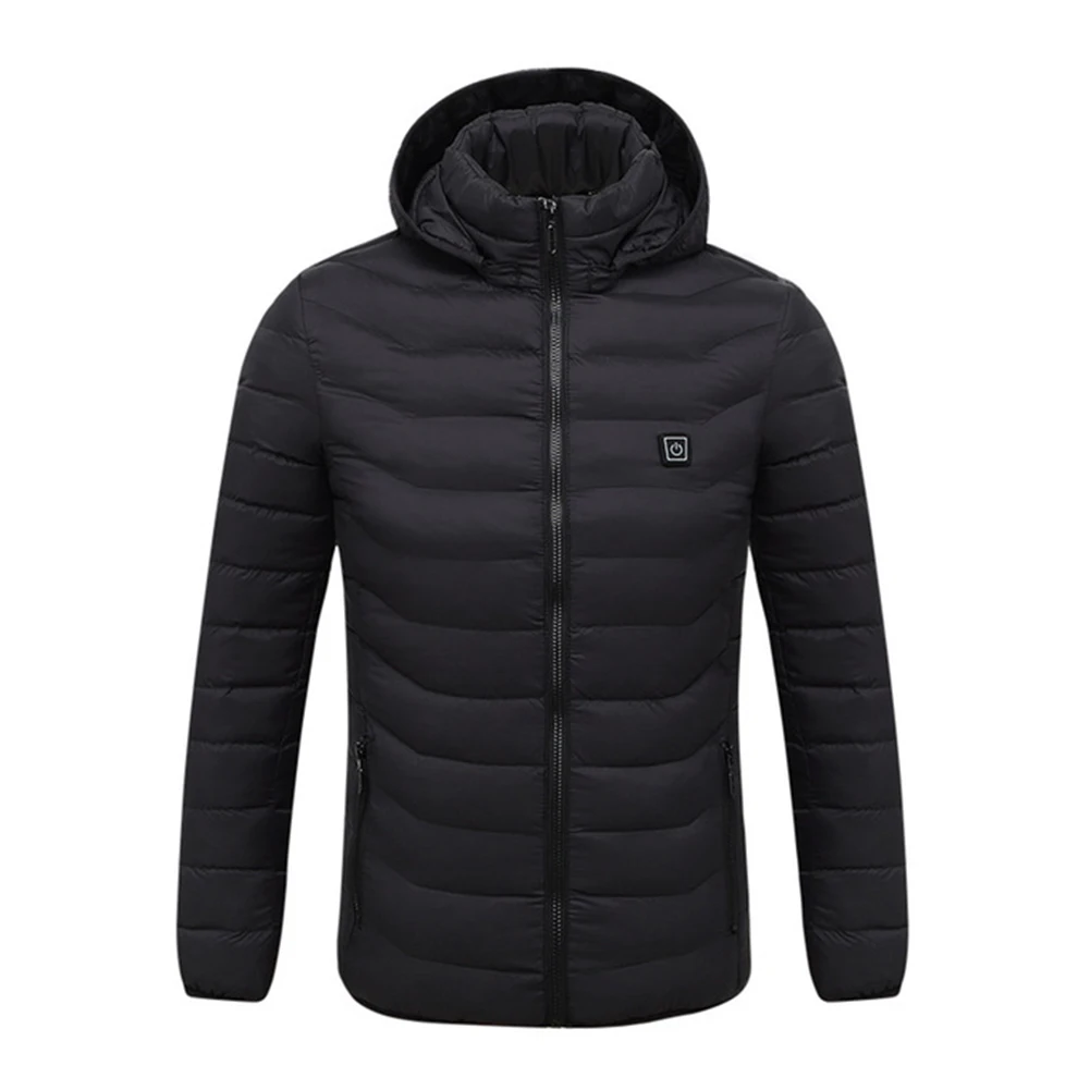 Черный Electric Heated Jackets Vest Down Cotton Outdoor Coat USB Electric Heating Hooded Winter Thermal Warmer Jackets Winter Outdoor - Цвет: Черный