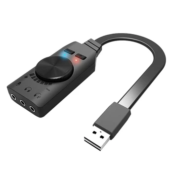 

7.1CH USB External Sound Card 3.5mm Microphone Headset 2 in 1 Audio Converter with Adjustable Volume USB Sound Card