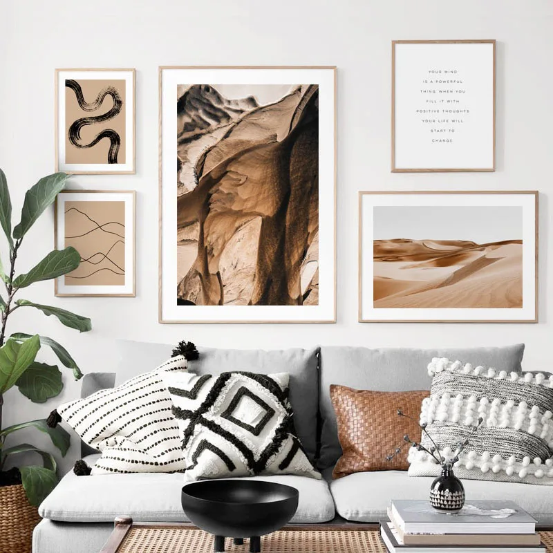 

Desert Plateau Abstract Lines Wall Art Canvas Painting Nordic Posters And Prints Landscape Wall Pictures For Living Room Decor