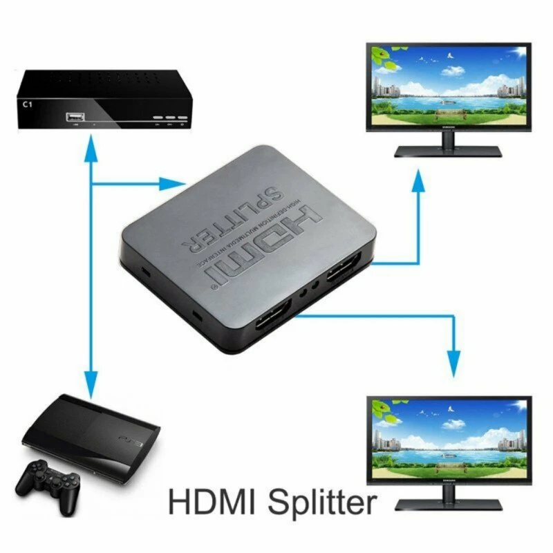 Разделитель с мультимедийным интерфейсом высокой четкости 1 Вход 2 Выход коммутатор сплиттера HDMI Box подставка для концентратора 4K* 2K 3D 2160p1080p адаптер для XBOX360 PS3/4/5