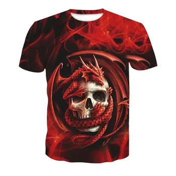 

Summer Men T-shirt Casual O-neck Short Sleeve Tee Tops Hip Hop Style Clothes Fashion Streetwear Skull 3D T Shirt As Male Clothes