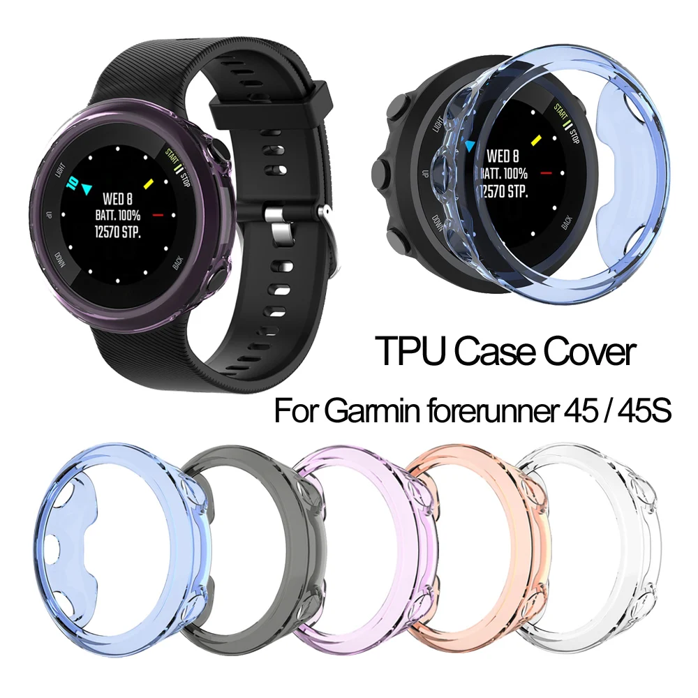 TPU Case Clear Protective Film Guard For Garmin Forerunner 45 45S Smart Watch Full Screen Protector Cover Wristbands Bumper | Электроника