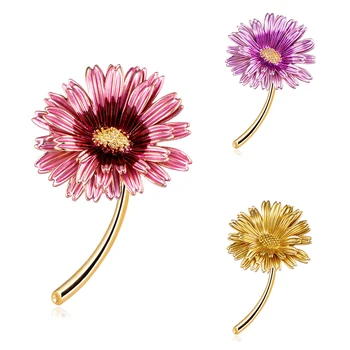 

Pink Daisy Bouquet Enamel Brooches Metal Flowers Weddings Banquet Brooch Pins For Women And Men