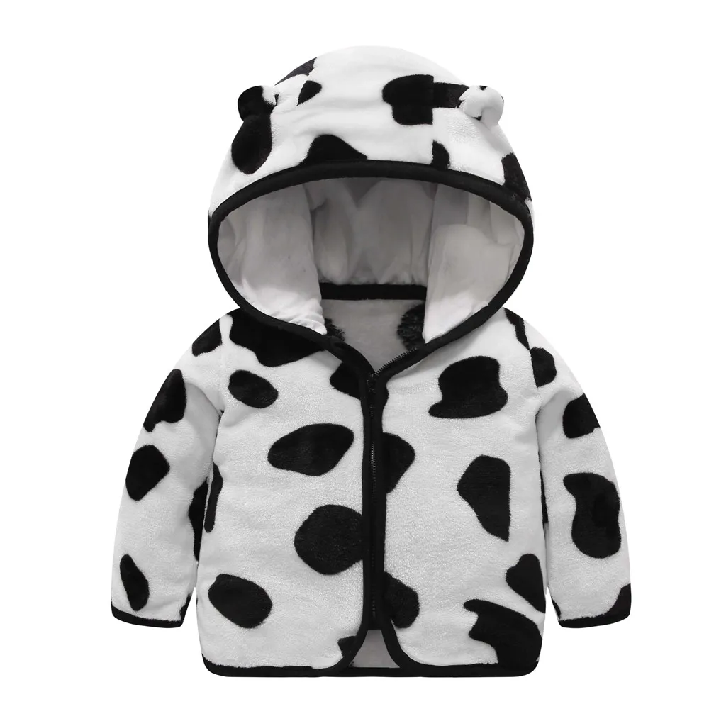 Модная куртка для малышей; сезон осень-зима детское пальто с капюшоном на молнии с милыми ушками для девочки мальчики теплая верхняя одежда; куртка для маленьких девочек - Цвет: Черный