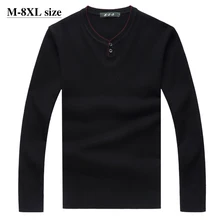 Плюс размер 6XL 7XL 8XL мужской вязаный свитер с v-образным вырезом осень зима модный Повседневный 4 цвета бутик теплый пуловер, свитер для мужчин