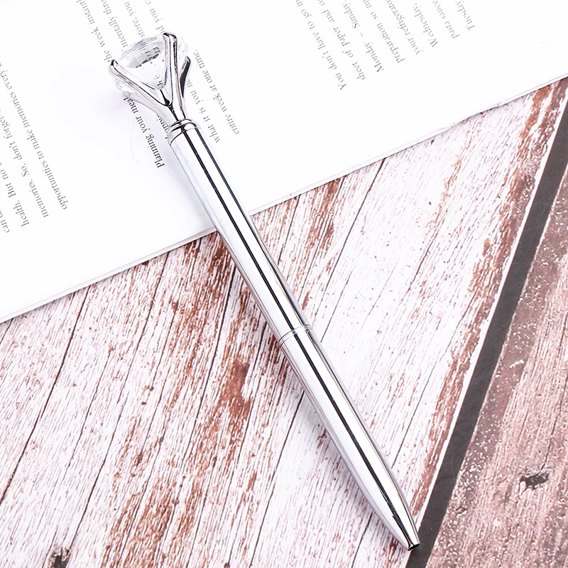 Алмазная шариковая ручка Scepter для школы, персонализированные Кристальные ручки для письма для школы, офиса, стационарная металлическая Роскошная шариковая ручка - Цвет: Plating Silver