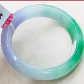 Zheru чистый натуральный Жадеит браслет натуральный зеленый+ светильник фиолетовый двухцветный 51-61 мм Женский браслет ювелирные изделия отправить сертификат - Цвет камня: 51mm-53mm