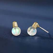 Модные серьги-гвоздики с опалом, Винтажные серьги с голубым опалом, жемчужные серьги, металлические женские круглые маленькие серьги-гвоздики для женщин