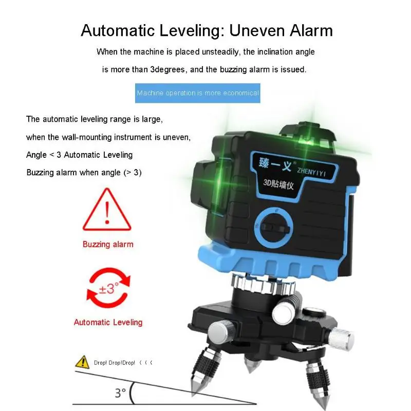 12 Line Oblique Line 3D Infrared Self-leveling Green Laser Level Instrument High Precision Infrared Line Meter Automatic Line