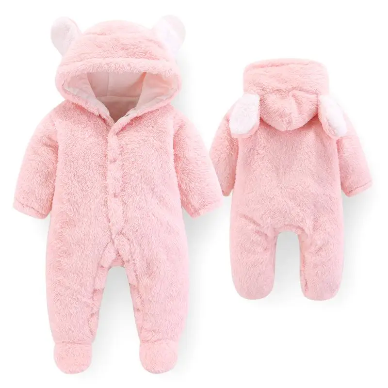 CYSINCOS зимняя одежда для новорожденных; мягкий флисовый комбинезон для маленьких мальчиков и девочек; Верхняя одежда для новорожденных; комбинезоны; плотные пижамы; комбинезоны - Цвет: pink
