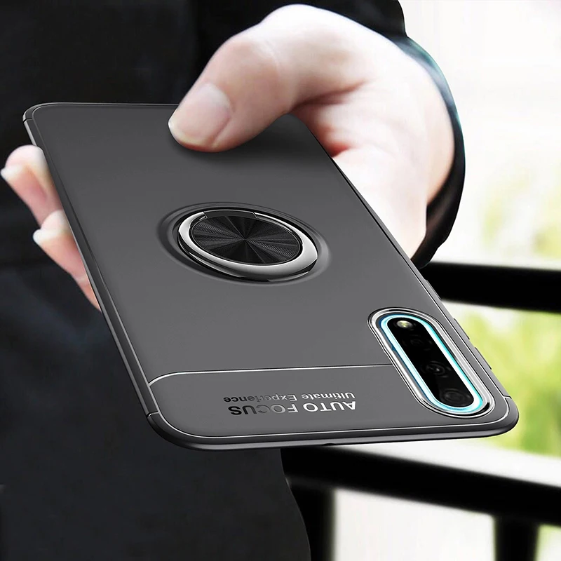 

Toraise For Huawei Honor 9X Case Car Holder Stand Magnetic Bracket Finger Ring Soft TPU Cover Case For Huawei Honor 9X Coque