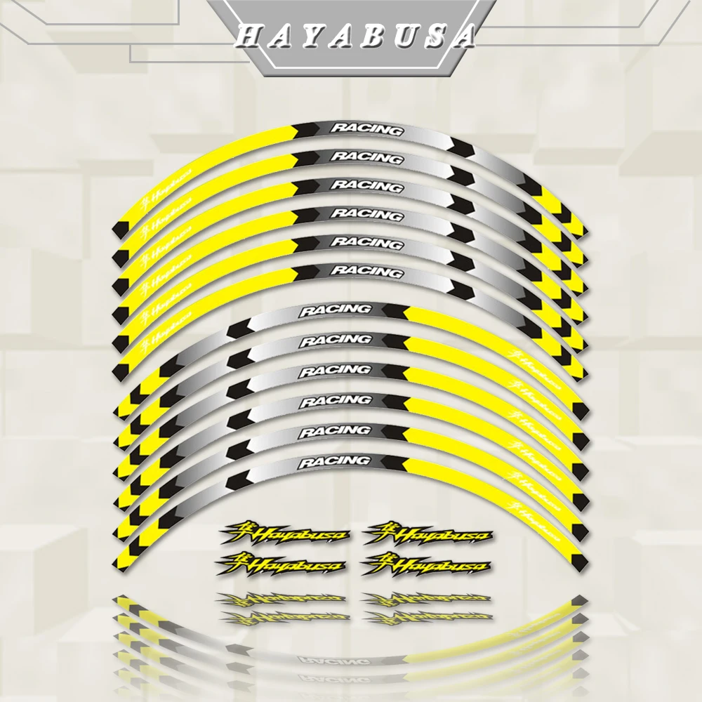 

Светоотражающие защитные наклейки на обод мотоцикла, индивидуальные полосатые наклейки, многоцветная лента против царапин для Suzuki HAYABUSA