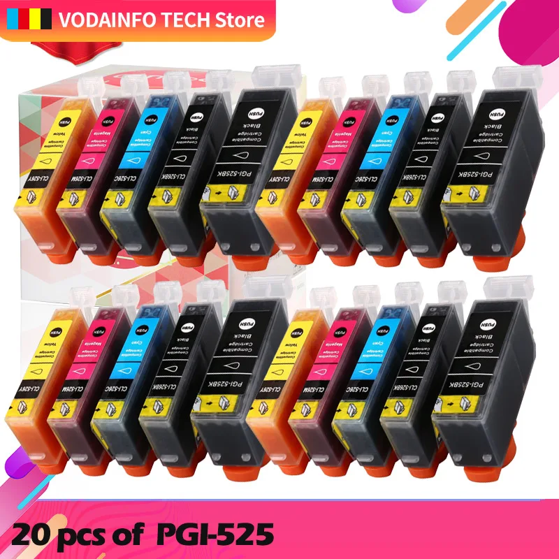 Compatible PGI 525 CLI 526 ink cartridges for Canon PIXMA IP4850 IX6550 MG5150 MG5250 MX885 MX895 Printers PGI525 CLI526