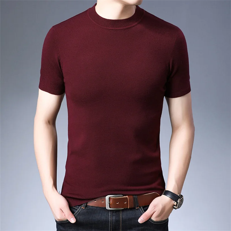 

2019 Brand clothing Male autumn Casual knit sweater/Male High quality slim fit Short sleeved casual Set head sweater S-4XL