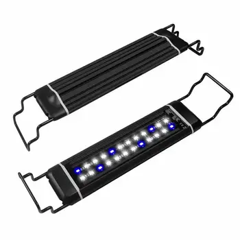 

100-240V Aquarium LED Lighting Fish Tank Light Lamp Fixture with Extendable Brackets White and Blue LEDs for 28-63CM Aquarium