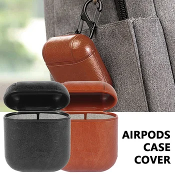 

Leather PU Earphone Case for Apple Airpods Headset Protector Shockproof Case Wireless Charging Headphones Cover