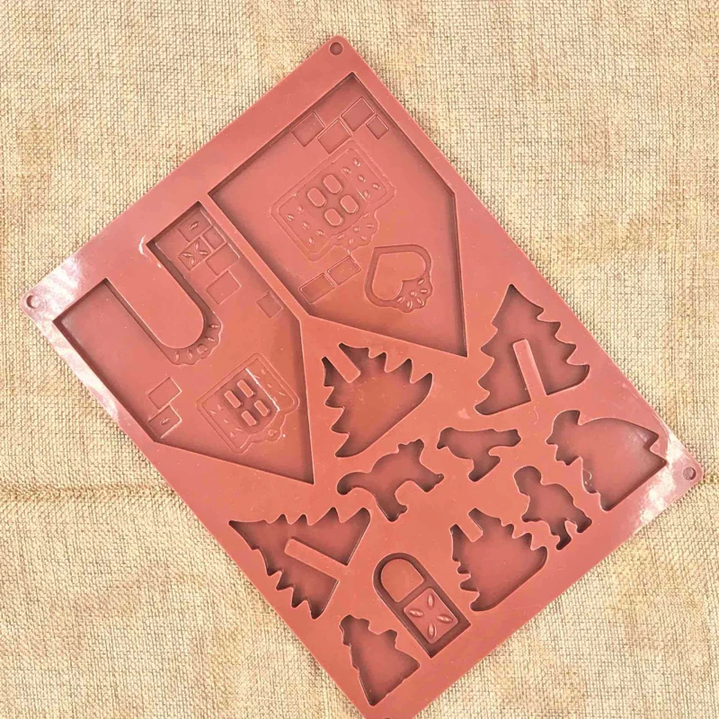 2 шт./компл. 3D Силиконовые Формы Рождественские пряничный домик шоколадная форма для выпечки тортов DIY выпечка печенья Кухня Инструменты для выпечки разные цвета