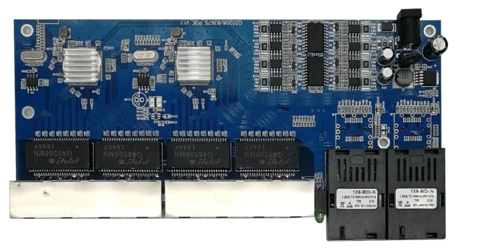 Обратный Переключатель poe 8 Rj45 2 гигабитный Ethernet коммутатор SC волоконно-медиаконвертер волоконно-оптический UTP порт 10/100/1000 м PCBA