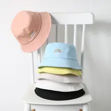 Женская кепка-ведро в консервативном стиле с плоской подошвой и вышитыми радужными буквами ярких цветов в стиле Харадзюку, хип-хоп, Студенческая летняя кепка в рыбацком стиле